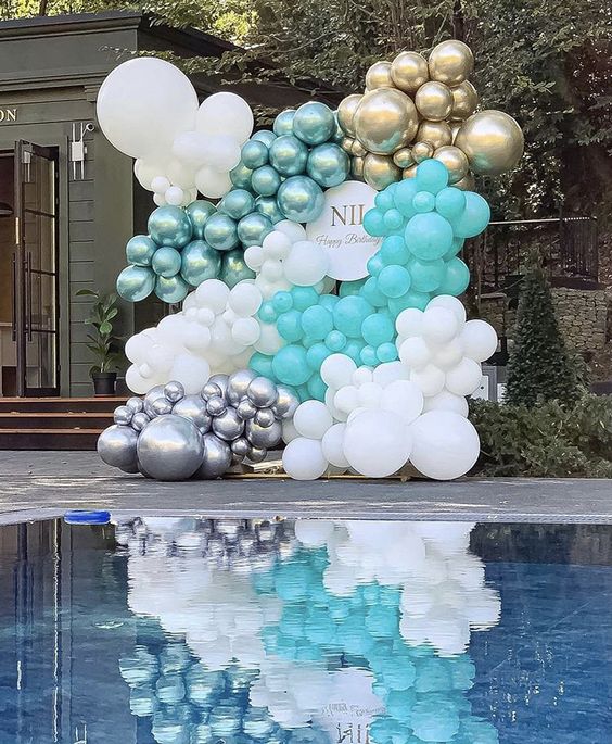 Scianka urodzinowa balonowa z nadrukiem dekoracje weselne dekoracje firmowe